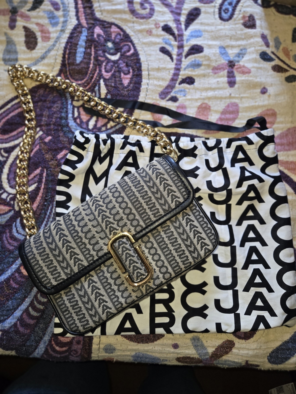 Marc Jacobs Gray and Black Monogram Chain Crossbody